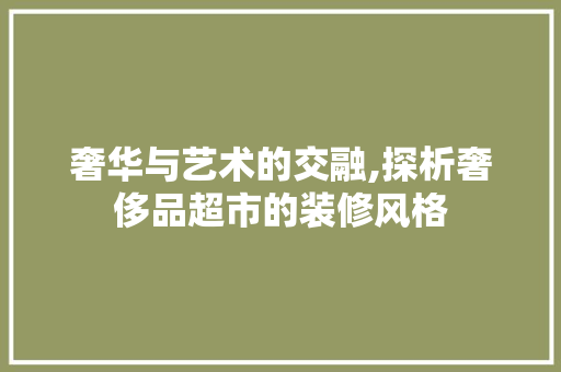 奢华与艺术的交融,探析奢侈品超市的装修风格