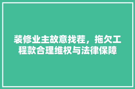 装修业主故意找茬，拖欠工程款合理维权与法律保障  第1张