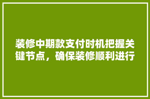 装修中期款支付时机把握关键节点，确保装修顺利进行  第1张