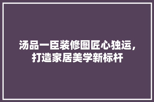 汤品一臣装修图匠心独运，打造家居美学新标杆