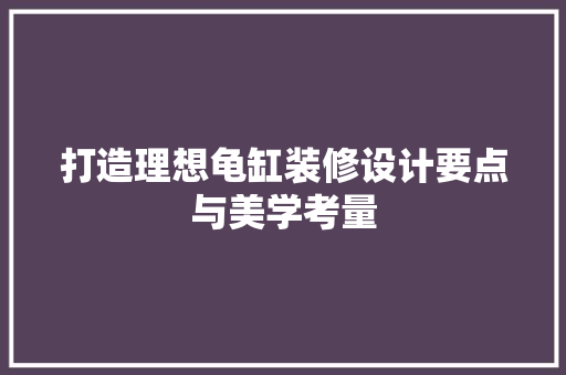 打造理想龟缸装修设计要点与美学考量