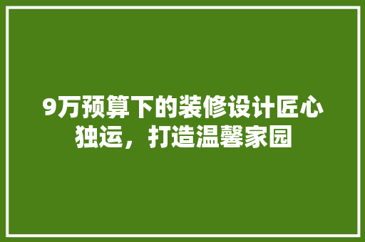 9万预算下的装修设计匠心独运，打造温馨家园  第1张