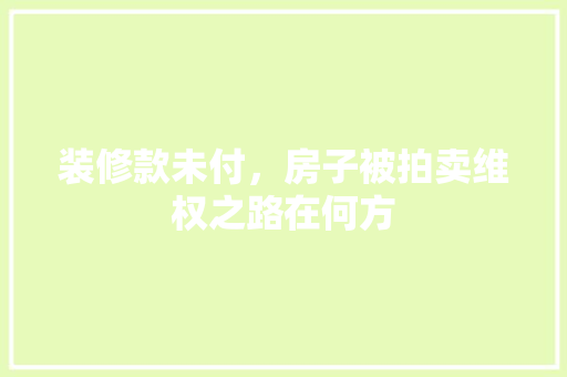 装修款未付，房子被拍卖维权之路在何方