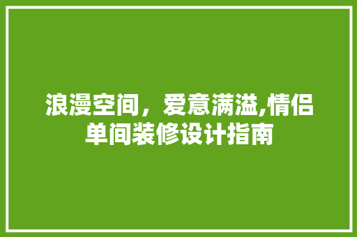 浪漫空间，爱意满溢,情侣单间装修设计指南