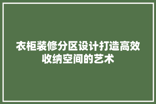 衣柜装修分区设计打造高效收纳空间的艺术  第1张