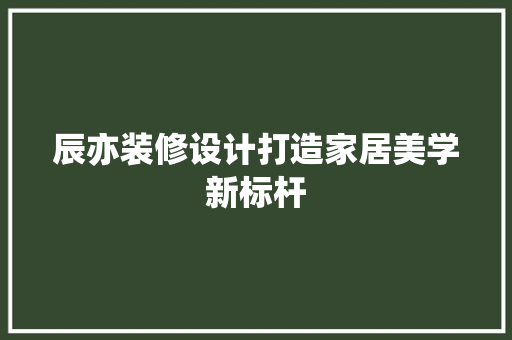 辰亦装修设计打造家居美学新标杆