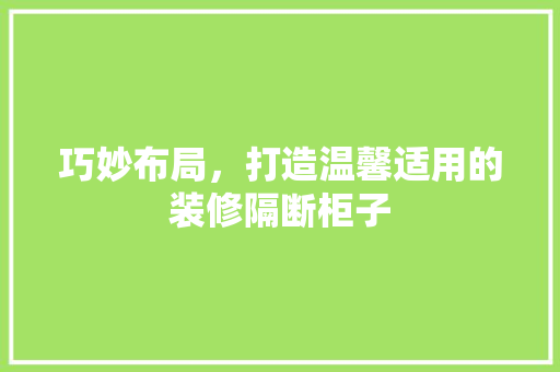 巧妙布局，打造温馨适用的装修隔断柜子  第1张