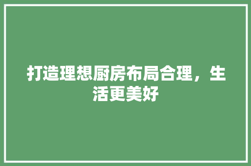 打造理想厨房布局合理，生活更美好
