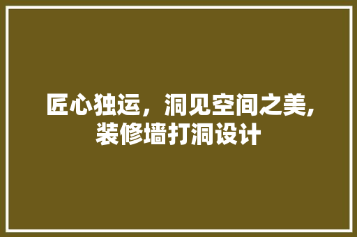 匠心独运，洞见空间之美,装修墙打洞设计