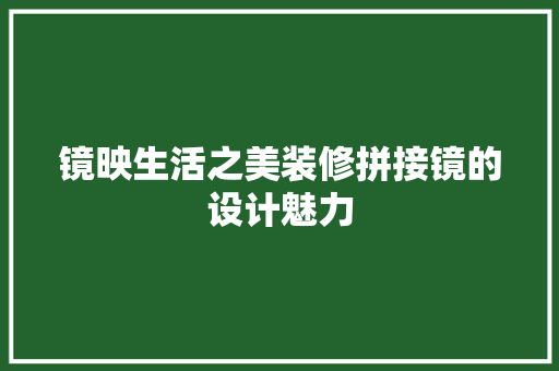 镜映生活之美装修拼接镜的设计魅力