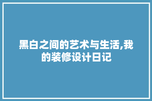 黑白之间的艺术与生活,我的装修设计日记  第1张