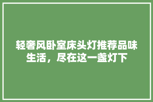 轻奢风卧室床头灯推荐品味生活，尽在这一盏灯下  第1张