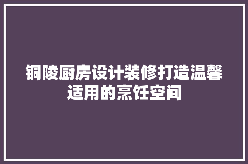 铜陵厨房设计装修打造温馨适用的烹饪空间  第1张