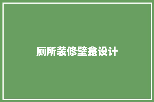 厕所装修壁龛设计  第1张