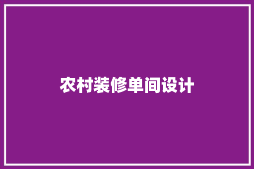 农村装修单间设计