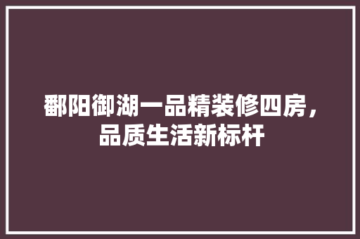 鄱阳御湖一品精装修四房，品质生活新标杆  第1张